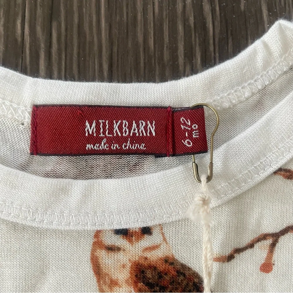 New! Milkbarn Owl Bamboo Long Sleeve One Piece 6-12 Months